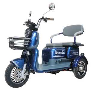 Трицикл Corso «POWER JET» JT-933014, двигун 1200W, акумулятор 72V 28Ah графеновий, синій + 1 ящик. акум, колеса 10"